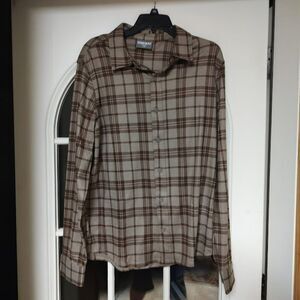New 32 Degree Heat Walnut Plaid Long Sleeve Button Down Shirt Size Men's L